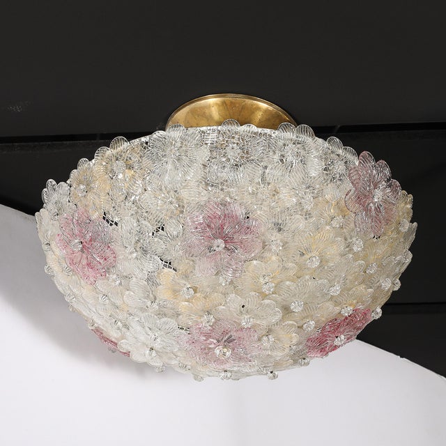 Mid-Century Hand-Blown Rose Murano Glass Florets Chandelier by Barovier & Toso For Sale - Image 10 of 18