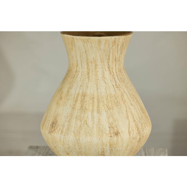 Large Artisan Ceramic Vase with Textured Drip Glaze and Flared Neck For Sale - Image 16 of 18