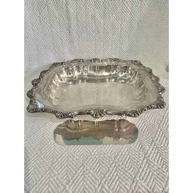 Rococo Vintage Sheffield Rococo Silver Plate Over Copper Divided Serving Dish For Sale - Image 3 of 9