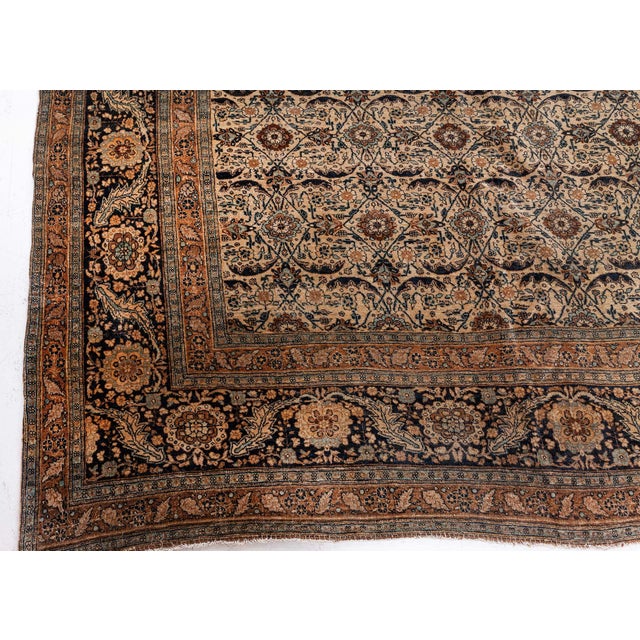 Textile Authentic 19th Century Persian Tabriz Handmade Wool Carpet For Sale - Image 7 of 9