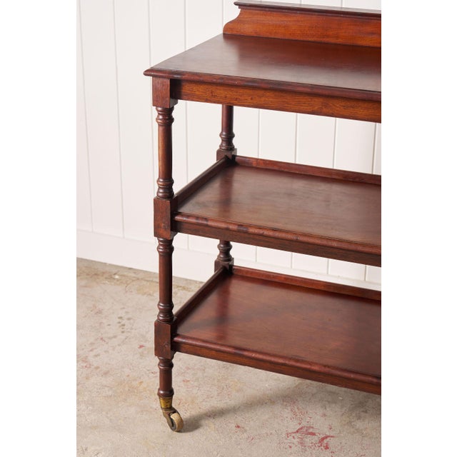 Late 19th Century Late 19th Century Victorian English Mahogany 3-Tier Trolley on Casters For Sale - Image 5 of 10