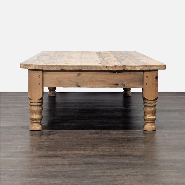 Traditional Reclaimed Antique Pine Top Coffee Table For Sale - Image 3 of 6