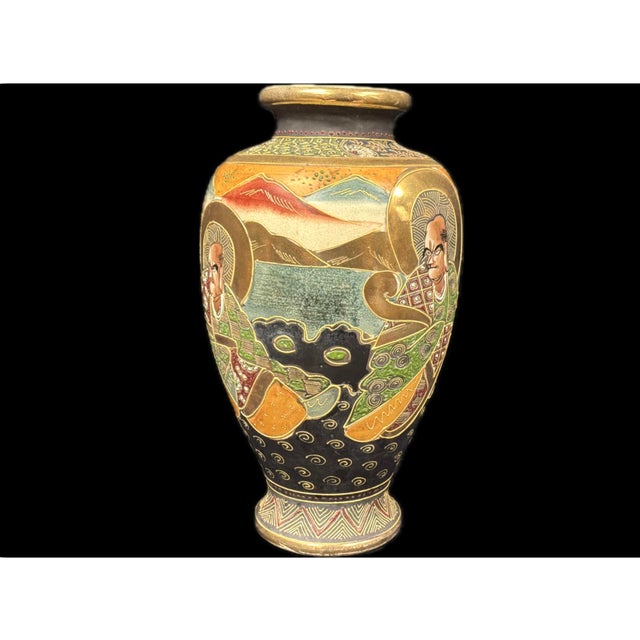 Paint Antique Japanese Satsuma Moriage Vase With Gilded Enamels For Sale - Image 7 of 7