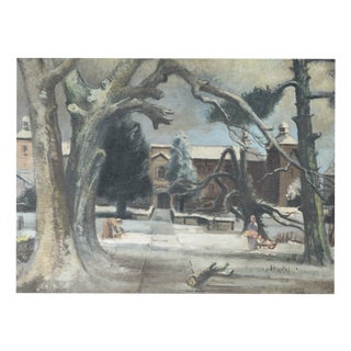 Richard Gessner, Kalkum Castle in Winter (Düsseldorf), 1940, Oil Painting on Canvas, Framed For Sale