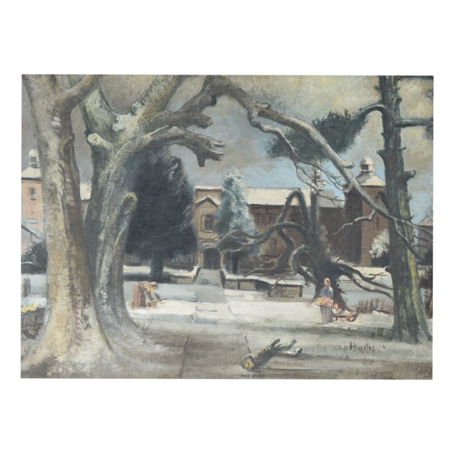 Richard Gessner, Kalkum Castle in Winter (Düsseldorf), 1940, Oil Painting on Canvas, Framed For Sale