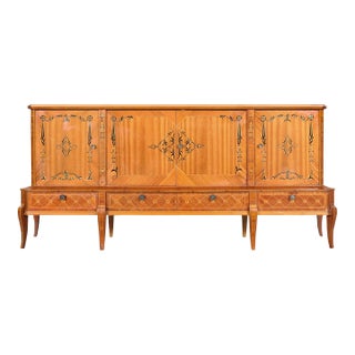Art Deco Sideboard With Intricate Wood Inlay, Romania, 1940s For Sale