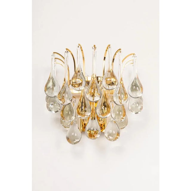 Large Golden Gilded Brass & Crystal Sconces by C.Palme, Germany, 1970s, Set of 2 For Sale - Image 3 of 10