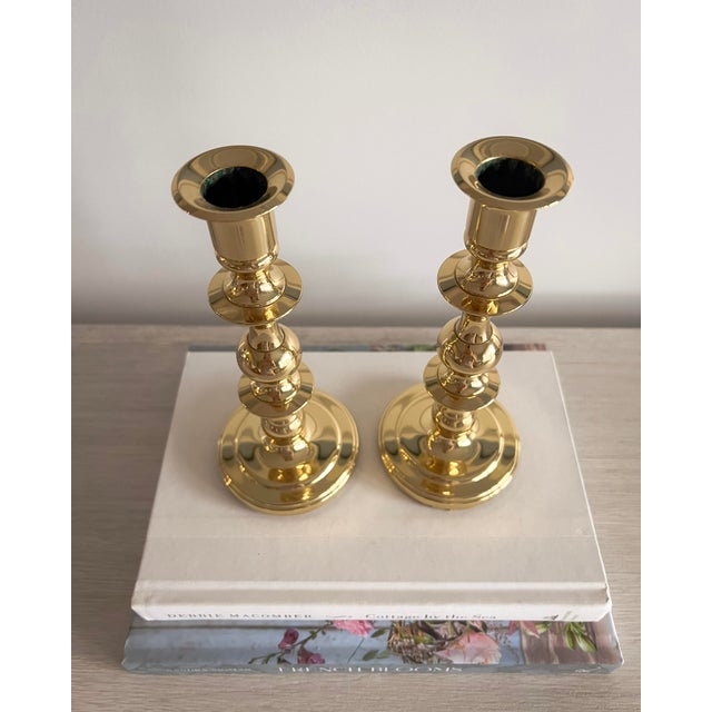 Metal Vintage Baldwin Solid Brass Candlesticks, Pair, Usa, Late 20th Century For Sale - Image 7 of 9