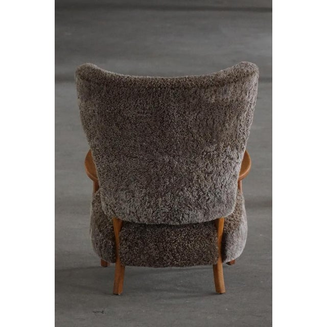 Danish Modern High-Back Lounge Chair in Oak and Lambswool by Viggo Boesen, 1950s For Sale - Image 15 of 18