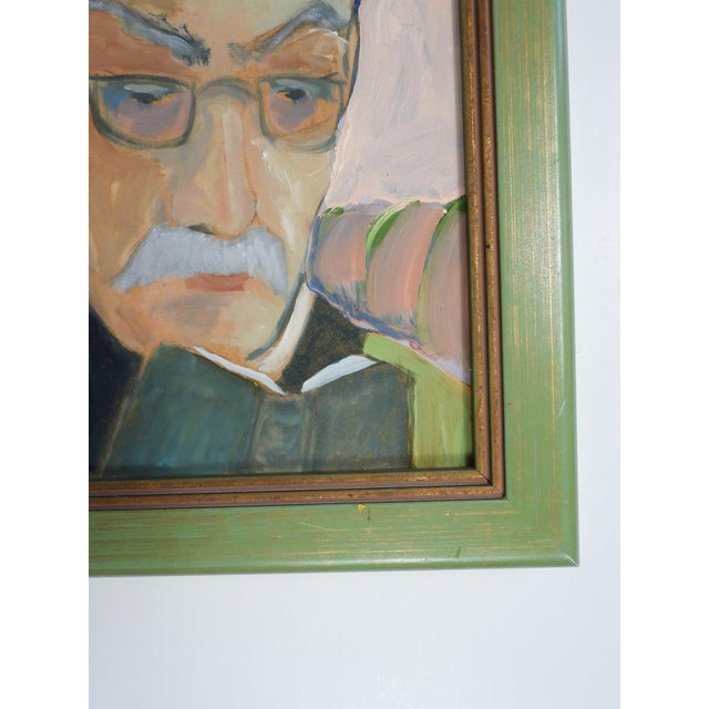Mid-Century Modern Contemporary Expressionist Portrait Painting of Man Reading For Sale - Image 3 of 6
