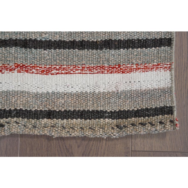 Red 1960s Vintage Handwoven Anatolian Striped Kilim - Small Tribal Accent Rug For Sale - Image 8 of 10