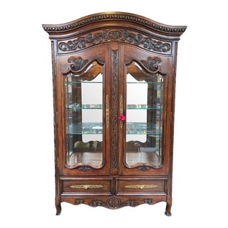 Hekman French Provincial Glass Display Armoire For Sale