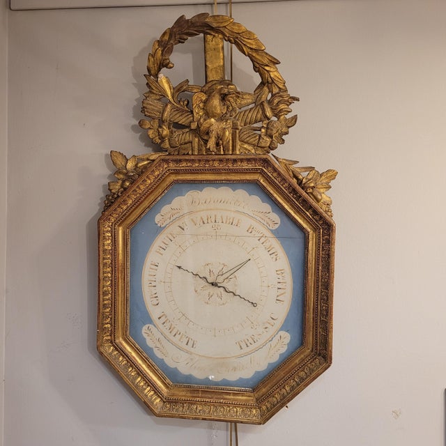 Louis XVI Torricelli Barometer in Carved and Gilded Wooden Frame, France, 18th Century For Sale - Image 5 of 18