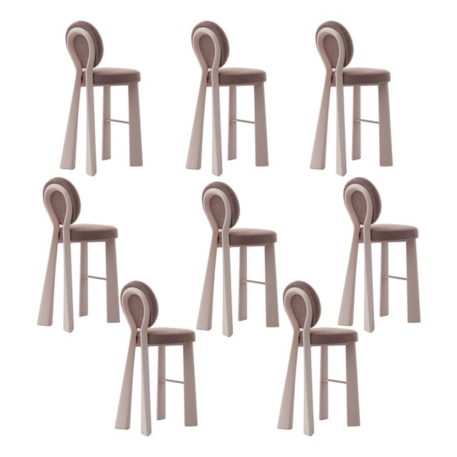 Mary II Bar Chairs in Wood by Ottiu, Set of 8 For Sale