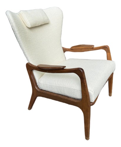 Walnut and Upholstery Wing Back Chair, by Adrian Pearsall