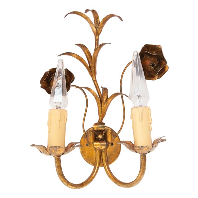 Gilt Metal Wall Light, 1960s For Sale