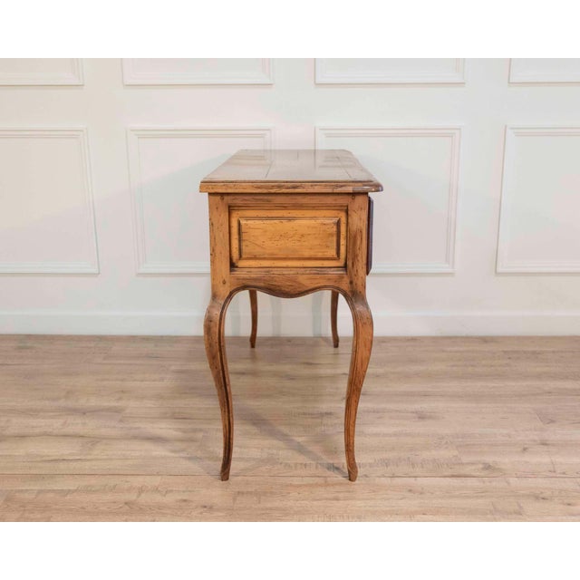 Wood Provençal Walnut Console Table with Two Drawers, Louis XV Style, 20th Century For Sale - Image 7 of 11
