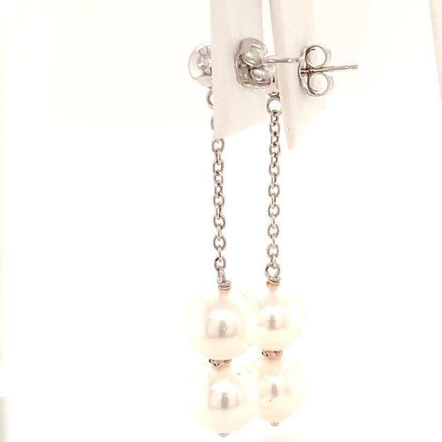 Akoya Pearl Earrings 14k White Gold Certified For Sale - Image 10 of 13