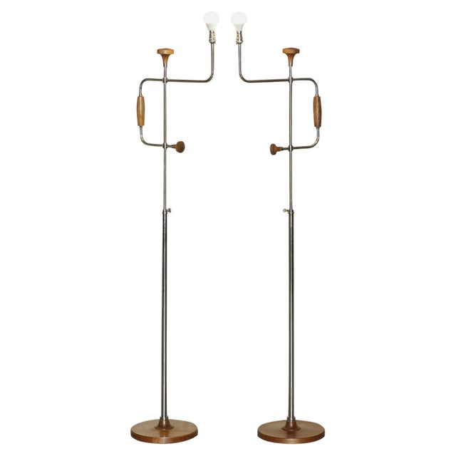 Vintage Adjustable Telescopic Floor Lamps by David Linley, Set of 2 For Sale