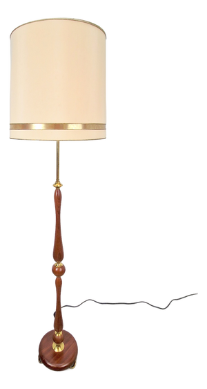 Vintage Scandinavian Floor Lamp in Teak and Brass, 1960s