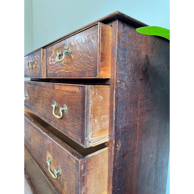 Georgian Chest of Drawers in Oak with Metal Handles For Sale - Image 5 of 18
