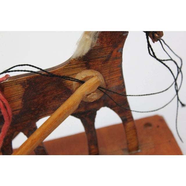 Brown Hand-Carved Folk Art Horse Pulled Cart For Sale - Image 8 of 12