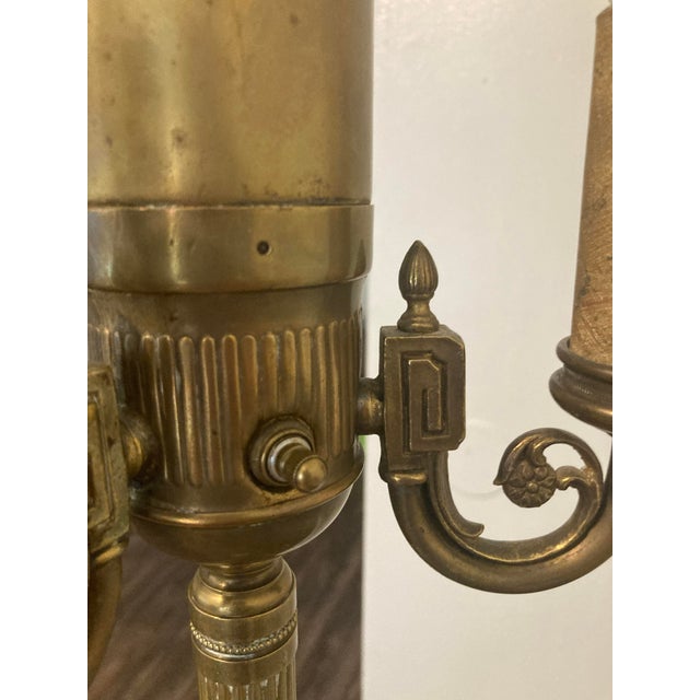 Mutual Sunset Lamp Co. 1920s Mutual Sunset Lamp Company Mlsc 4370 Brass Torchiere W/ Main Diffuser + 3 Lamp For Sale - Image 4 of 8