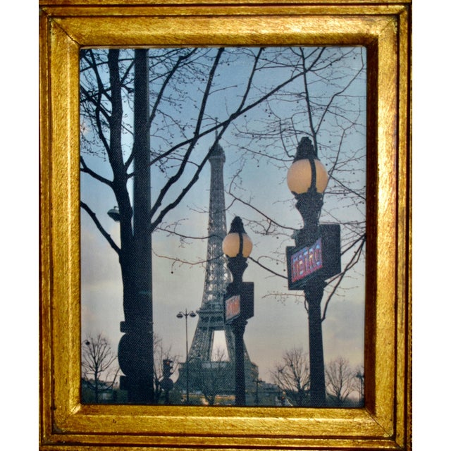 Black Vtg. Parisian Scene Print in Ornate Black & Gold Rocco Style Frame For Sale - Image 8 of 13