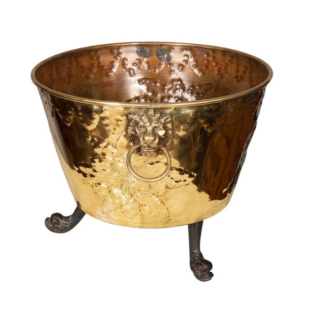 English European Brass Fireplace Bucket For Sale - Image 3 of 11