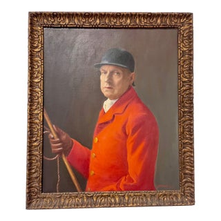 Early 20th Century Equestrian Themed Portrait, Oil-on-Canvas For Sale