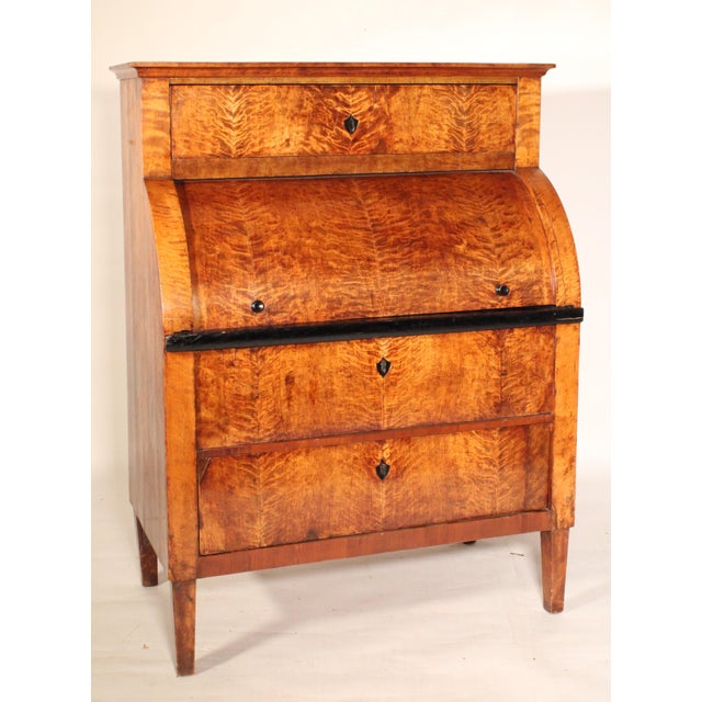 Biedermeier Biedermeier Birch Cylinder Desk For Sale - Image 3 of 13