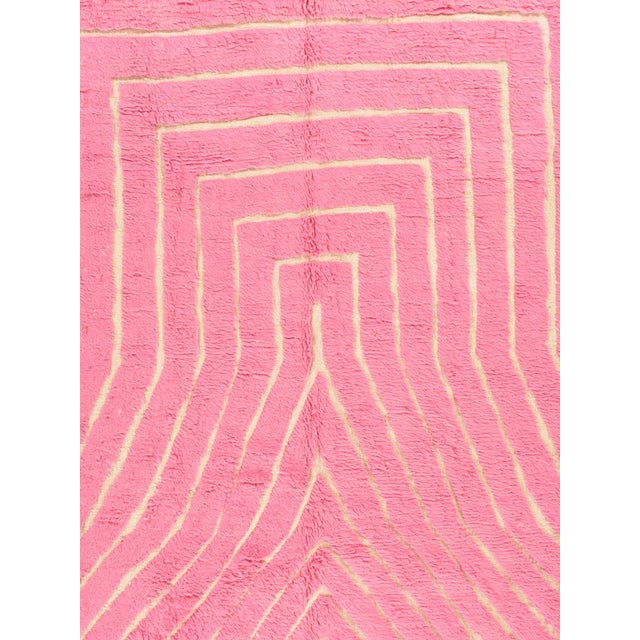Vintage Moroccan Rug by Berber Tribes of Morocco, pink wool and cream color For Sale - Image 14 of 18