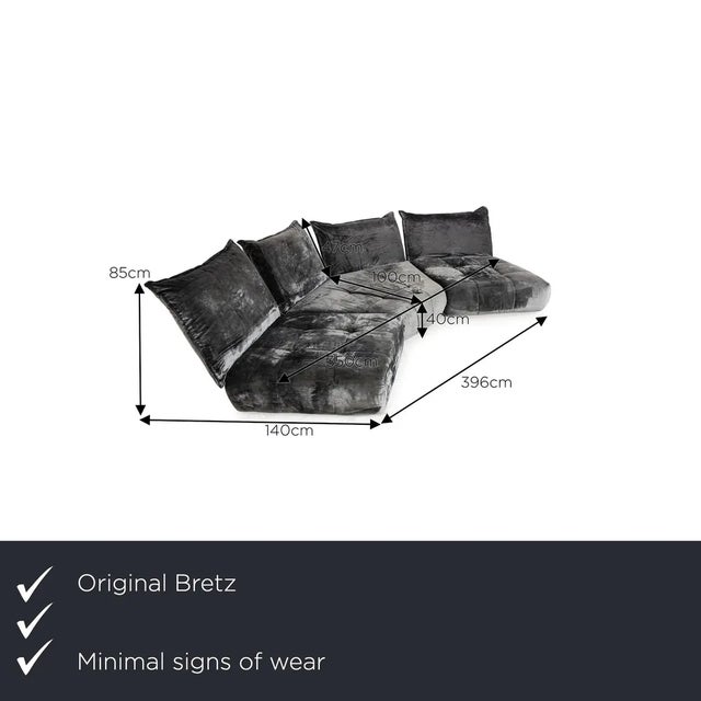The Matilda corner sofa from Bretz is covered in gray fabric and stands on inconspicuous feet. It is characterized by its...