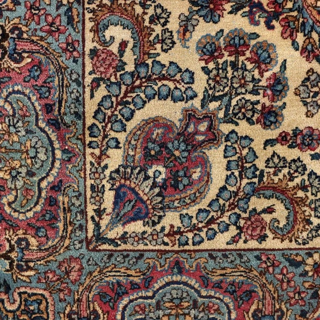 Antique Middle Eastern Kerman Laver Rug in Cotton & Wool For Sale - Image 5 of 11