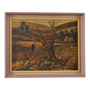 Pfoutz Original Farm Scene Oil Painting 1940'S