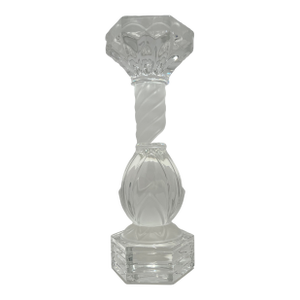 St Louis “Flore Et Pomone” French Lead Crystal Candlestick, Frosted Spiral Stem