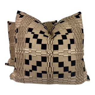 Massoud "Plaidish" in Stone 22" Pillows-a Pair For Sale