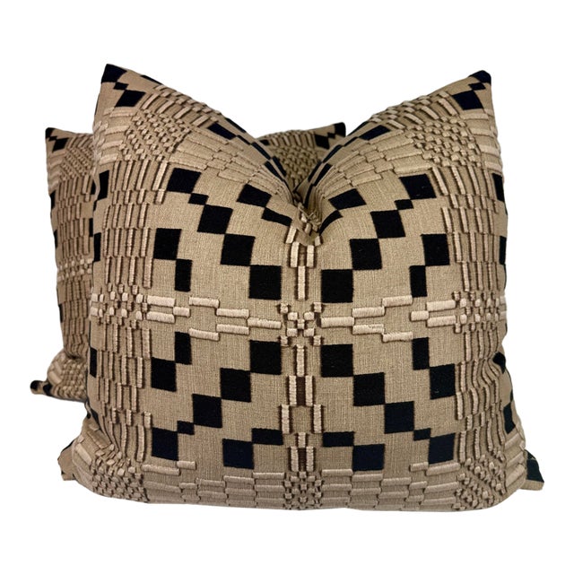 Massoud "Plaidish" in Stone 22" Pillows-a Pair For Sale