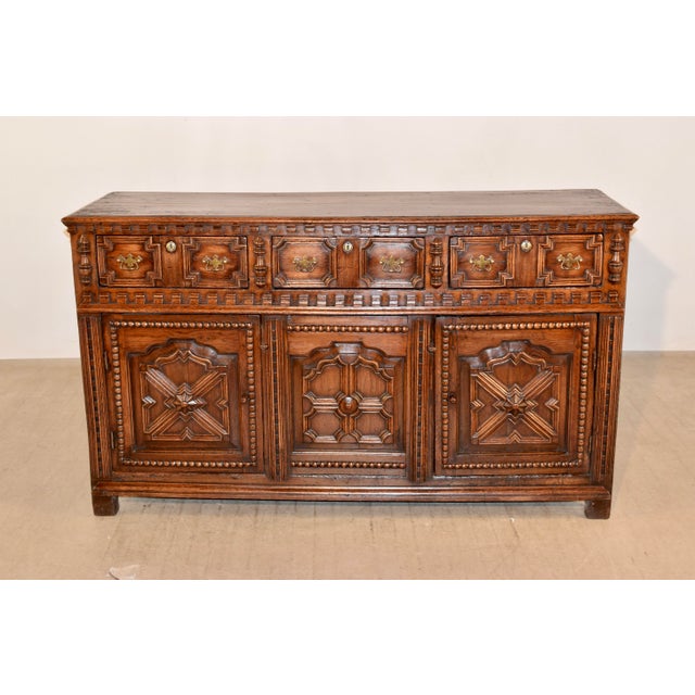 English 18th Century English Oak Geometric Dresser Base For Sale - Image 3 of 8