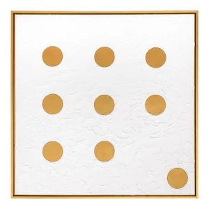 Contemporary Acrylic on Canvas Painting of Nine Dots in Gilt-Wood Gallery Frame
