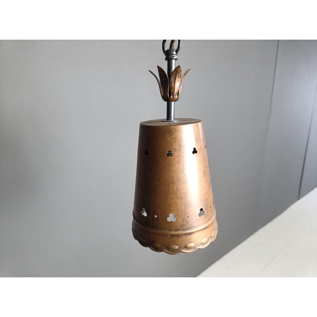 Brutalist Copper Pendant Light, 1970s For Sale - Image 9 of 10