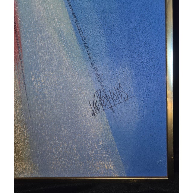 A striking, large-scale mid-century modern abstract floral still life produced by Vanguard Studios, circa 1970s.This...