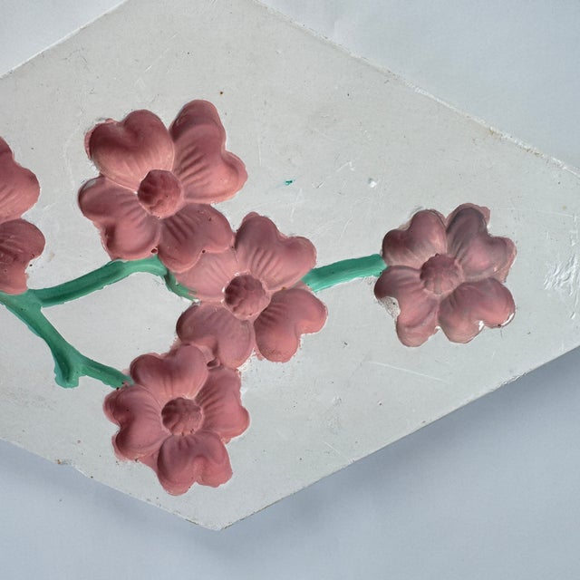Sculpture Materials Mid 20th Century Cherry Blossom Chalkware Wall Plaques- Set of 3 For Sale - Image 7 of 12