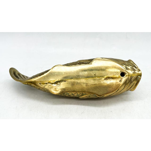 Metal Vintage Solid Brass Fish Wall Pocket Figurine – Hollywood Regency / Coastal For Sale - Image 7 of 8