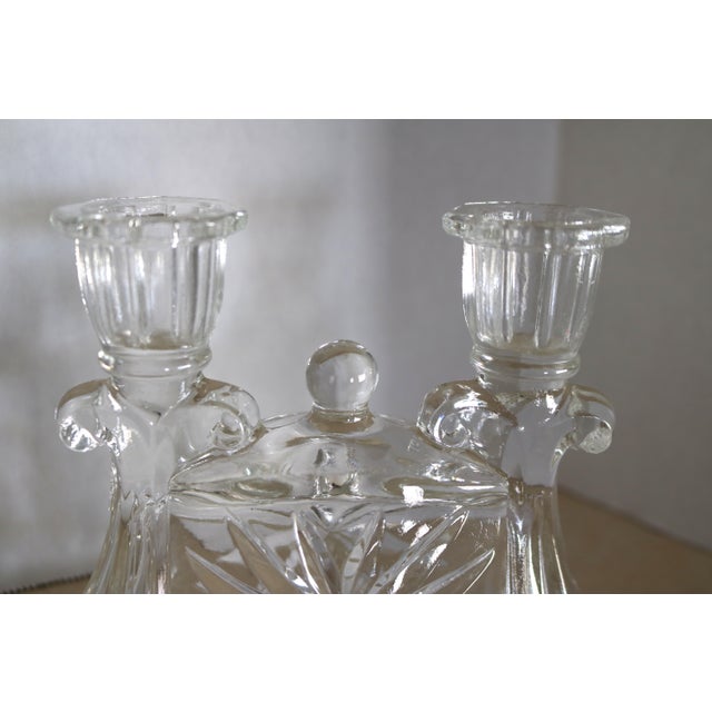 Beautiful pair of double candle holders! I love the cut glass star.