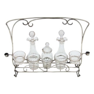 Cruet with Silver Structure and Colorless Glass For Sale