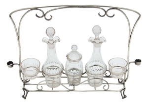 Cruet with Silver Structure and Colorless Glass