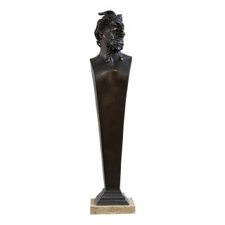 Sculpture Depicting a Satyr, 19th Century, Bronze on Marble Base For Sale
