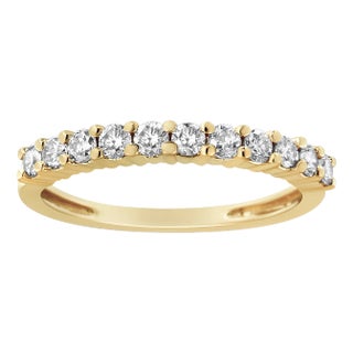 IGI Certified 1/2 Cttw Diamond 10K Yellow Gold Prong Set Fluted Band Style Wedding Ring - Size 6 For Sale