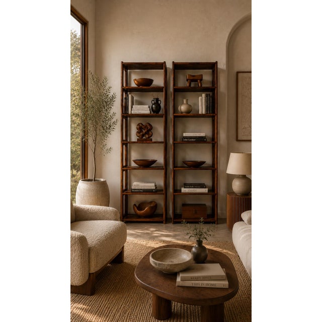 1970s Mid-Century Lou Hodges Style Solid Oak Six-Tier Bookcases – A Pair For Sale - Image 14 of 15